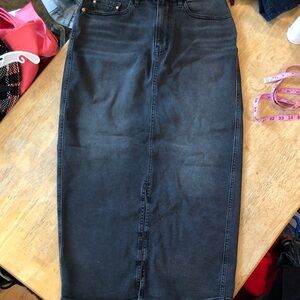 Calvin Klein Jeans black denim five poker midi skirt